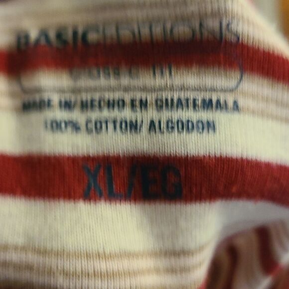 XL Basic Editions Red and White Striped Long Sleeved Top - Picture 4 of 4